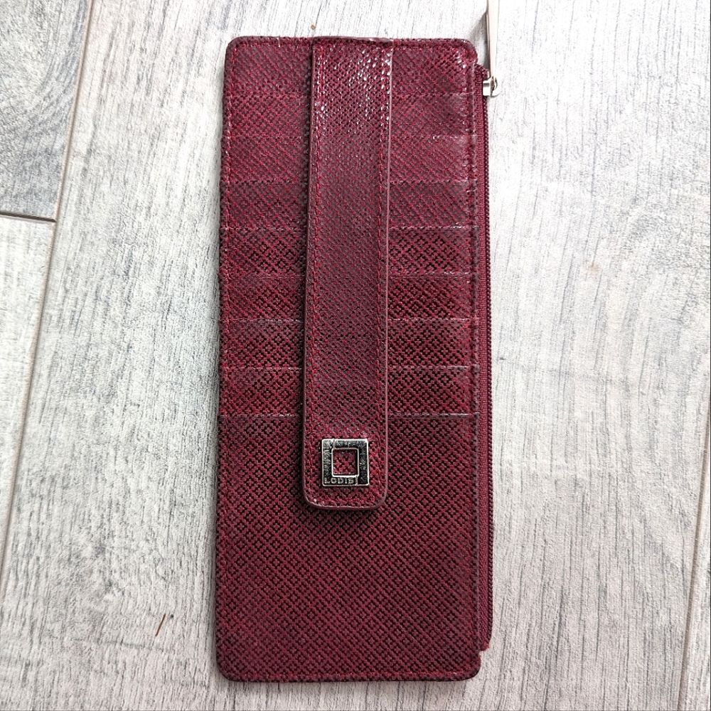 Lodis Julia Long Leather Cardholder Wallet In Burgundy